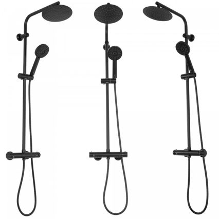 REA-P8804 - Душевой комплект с термостатическим смесителем BLISS матовый черный