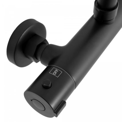 REA-P8804 - Душевой комплект с термостатическим смесителем BLISS матовый черный