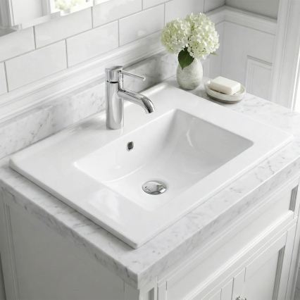 REA-U0040 - Встраиваемая раковина DAFNE 46,5x76 см керамика/белый глянец