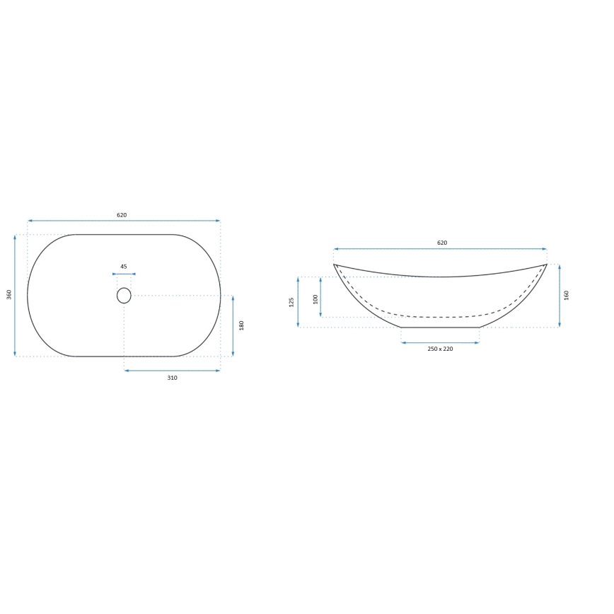REA-U0441 - Раковина на столешницу ROYAL 35,5x61,5 см керамика/глянцевая белая