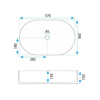 REA-U0600 - Накладний умивальник ALMA 36x57 см, кераміка/глянцевий білий