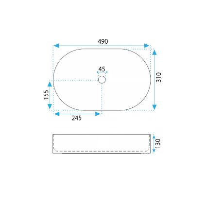 REA-U0603 - Раковина на стільницю VANDA 31x49 см кераміка/глянцева біла