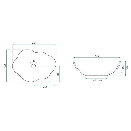 REA-U0619 - Раковина на стільницю PEARL 38x50,5 см кераміка/бежевий