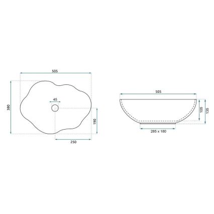 REA-U0620 - Накладний умивальник PEARL 38x50,5 cm кераміка/сірий/бежевий/імітація каменю