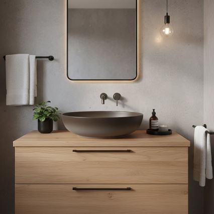 REA-U0627 - Накладная раковина CAROLA 39x51,5 см керамика/бежевый/коричневый