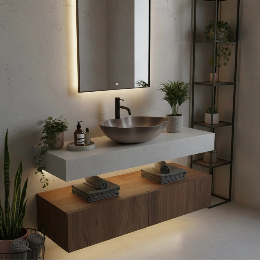 REA-U0629 - Накладний умивальник PEARL 38x50,5 см кераміка/коричневий