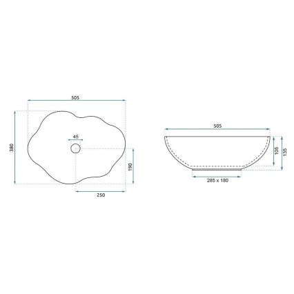 REA-U0629 - Накладний умивальник PEARL 38x50,5 см кераміка/коричневий