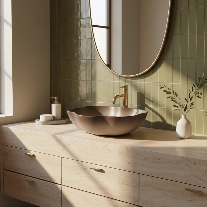 REA-U0629 - Раковина на столешницу PEARL 38x50,5 cm керамика/коричневый