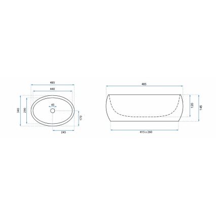 REA-U1020 - Накладная раковина LINDA 34x48,5 см, керамика/имитация камня