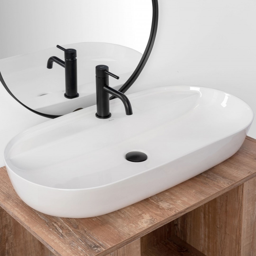 REA-U2541 - Накладная раковина AURA 41×81 см, керамика, глянцево-белая