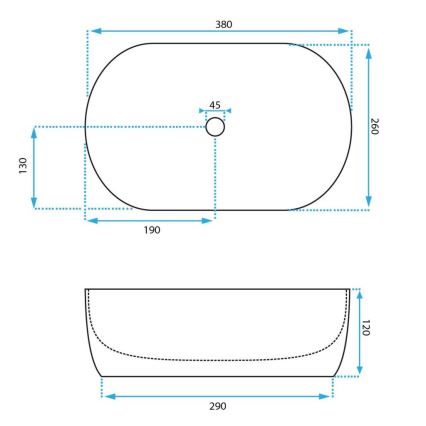REA-U3322 - Накладная раковина AMELIA MINI 26x38 см керамика/белый глянец