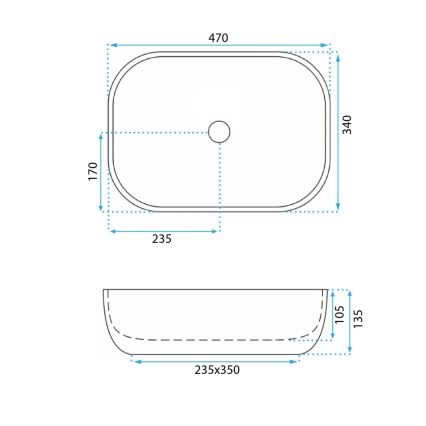REA-U3323 - Накладная раковина BELINDA 33,5x46,5 см керамика/имитация камня