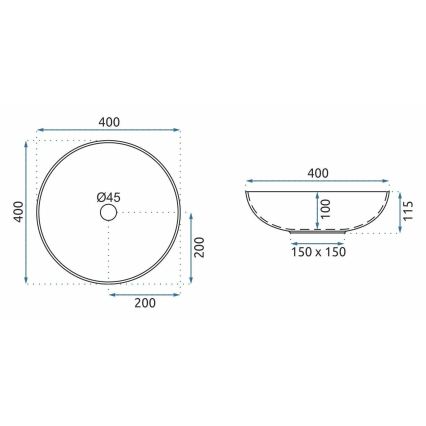 REA-U3608 - Раковина на стільницю JULIANA 40 cm кераміка/біла/синя