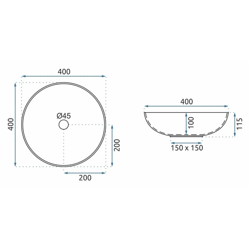 REA-U3608 - Раковина на стільницю JULIANA 40 cm кераміка/біла/синя
