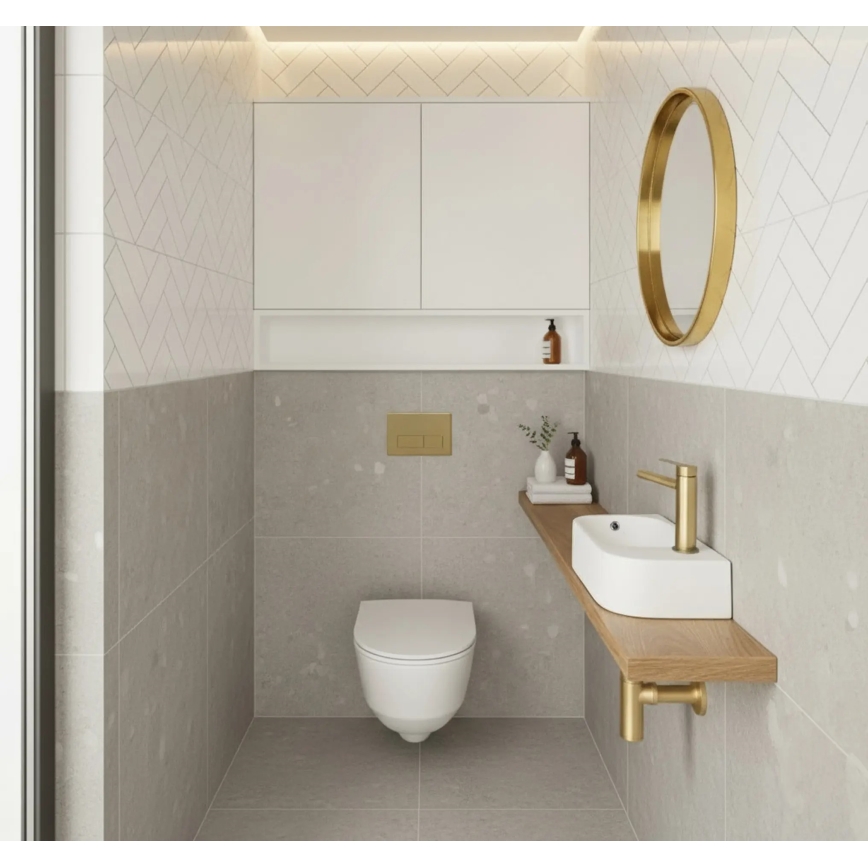 REA-U3610 - Накладна/настінна раковина ODETTA 25x51 см кераміка/біла глянцева