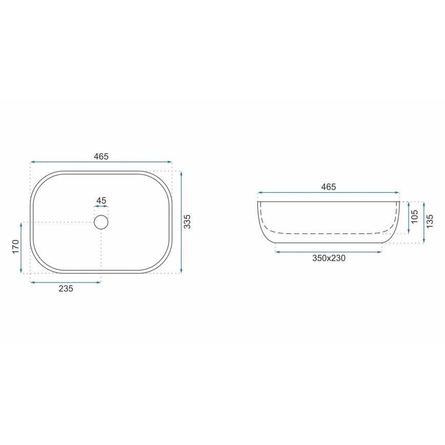 REA-U3802 - Накладная раковина LIVIA 33,5x46,5 см керамика/серый/мраморный декор