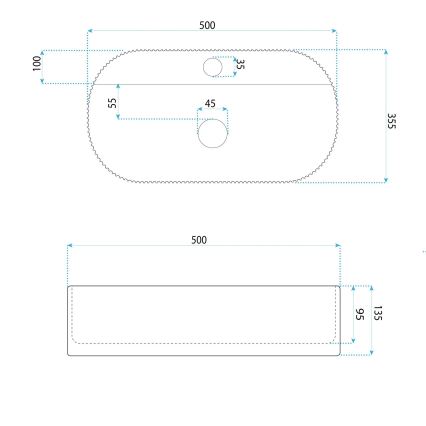 REA-U4003 - Накладний умивальник MARCELA 35,5x50 cm кераміка/білий глянець