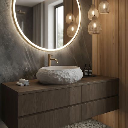 REA-U4332 - Накладная раковина MIKA 38x50 см, бежевый/серый, имитация камня