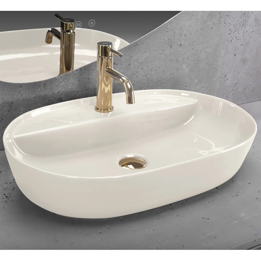 REA-U4589 - Умивальник на стільницю AURA 41x61 cm кераміка/глянцева кремова