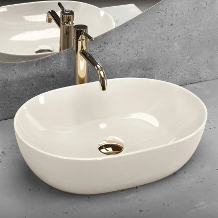 REA-U4591 - Накладная керамическая раковина LISA 35×49 см, глянцевая, кремового цвета