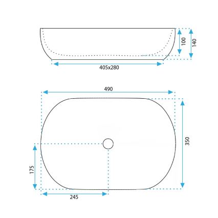 REA-U4591 - Умивальник на стільницю LISA 35x49 см кераміка/глянцева кремова
