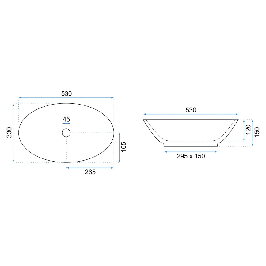 REA-U4603 - Накладная раковина PAMELA 33x53 см керамика/белый глянец