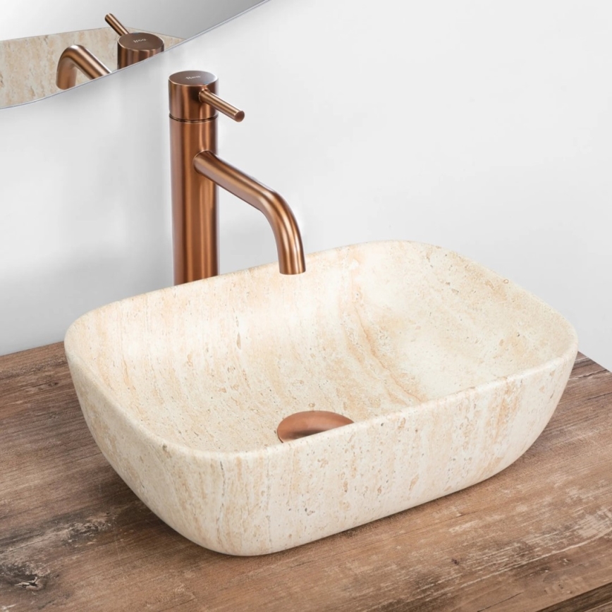 REA-U4700 - Накладная раковина BELINDA 25x36 см керамика/бежевый/имитация камня