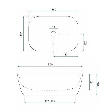 REA-U4700 - Раковина на столешницу BELINDA MINI 25x36 см керамика/бежевый/имитация камня