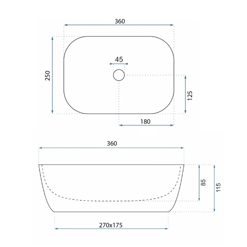REA-U4700 - Раковина на столешницу BELINDA MINI 25x36 см керамика/бежевый/имитация камня