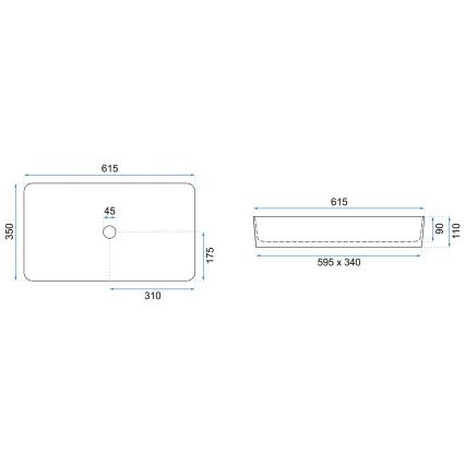 REA-U4800 - Раковина для стільниці DENIS 35x61,5 см кераміка/глянцево-біла