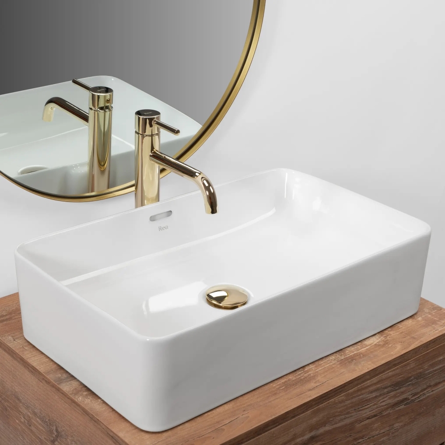 REA-U5055 - Накладная раковина BERTA 35,5 x 56 см, керамика/белый глянец