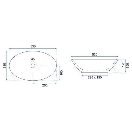 REA-U5067 - Накладная раковина PAMELA 33x53 см керамика/чёрная/имитация камня