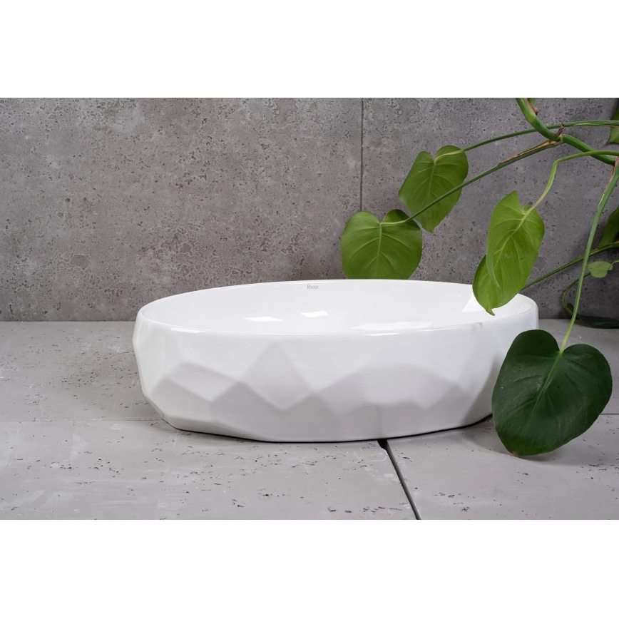 REA-U5660 - Накладний умивальник MAYA 39x60 cm кераміка/білий глянець