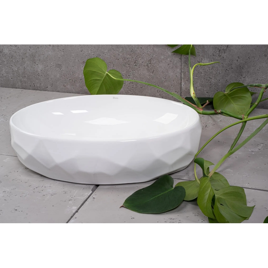 REA-U5660 - Накладний умивальник MAYA 39x60 cm кераміка/білий глянець
