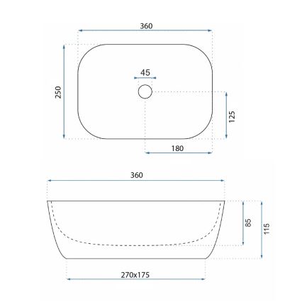 REA-U5667 - Раковина на стільницю BELINDA MINI 25x36 см кераміка/глянцева біла