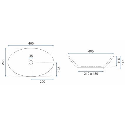 REA-U5804 - Накладная раковина PAMELA MINI 26,5x40 см керамика/глянцевая белая