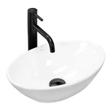 REA-U5804 - Умивальник для стільниці PAMELA MINI 26,5×40 см кераміка/білий глянець