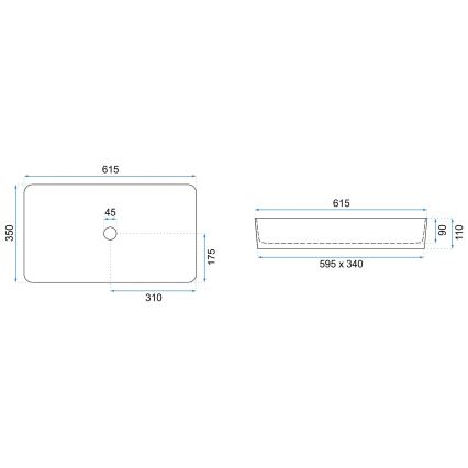 REA-U5896 - Накладная раковина DENIS 35x61,5 cm керамика/мраморный декор