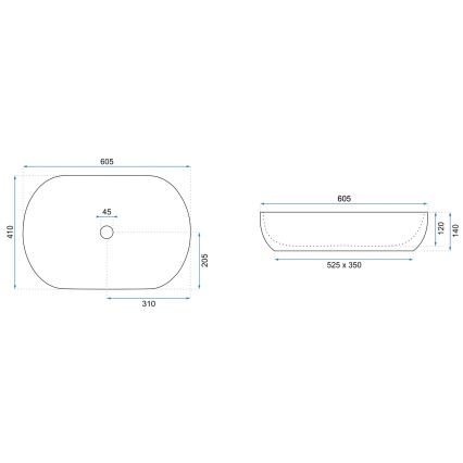 REA-U6211 - Раковина накладная CLEO 41x60,5 см керамика/белая/золотая