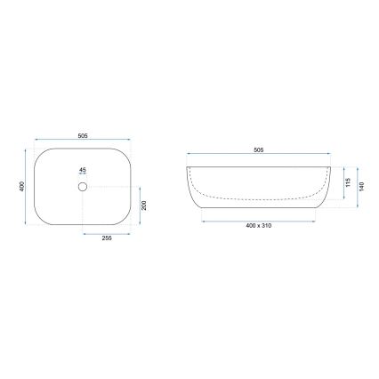 REA-U6300 - Накладна раковина MONA SLIM 40x50,5 cm кераміка/білий глянець