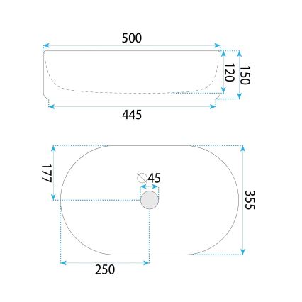 REA-U6366 - Умивальник накладний OKTAWIA 35,5x50 см кераміка/білий