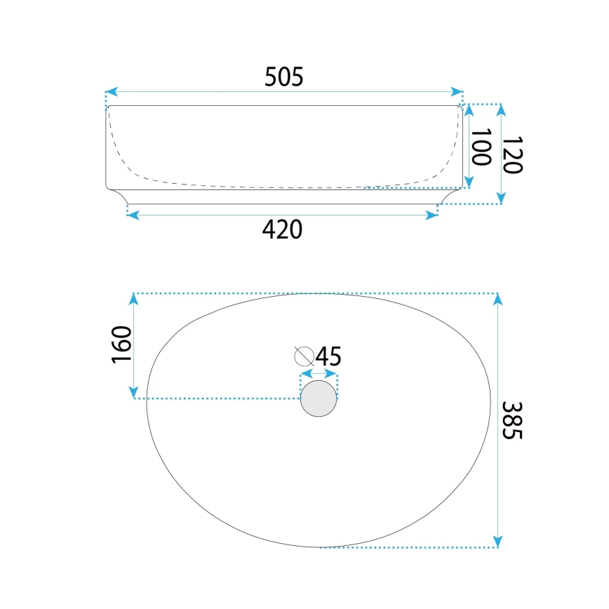 REA-U6370 - Накладная раковина JOANA 38,5x50,5 cm, керамика/белый глянец