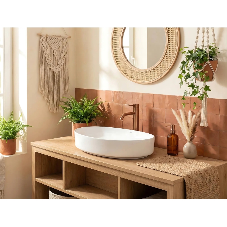 REA-U6371 - Накладний умивальник JOANA 40,5x65,5 cm кераміка/біла глянцева