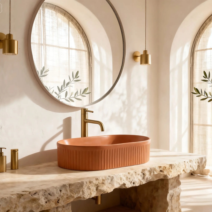 РЕА-У6377 - Умивальник на стільницю ВАНДА 31х49 см керамічний/помаранчевий