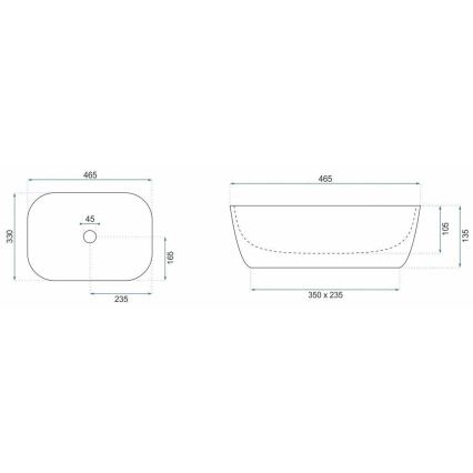 REA-U6384 - Раковина на стільницю BELINDA 33x46,5 см кераміка/чорна/коричнева