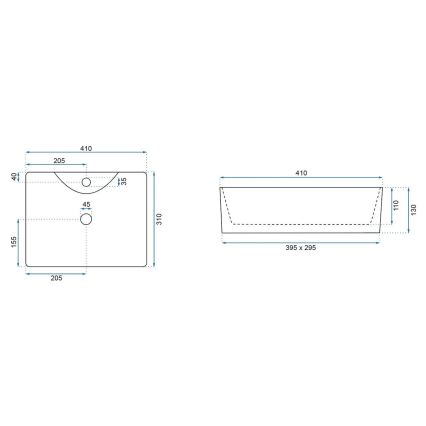 REA-U6504 - Накладна рааковина на стільницю KELLY MINI 31x41 см, кераміка/імітація каменю
