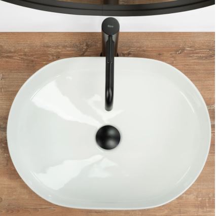 REA-U6563 - Накладная керамическая раковина NADIA 38x50 см, белый глянец