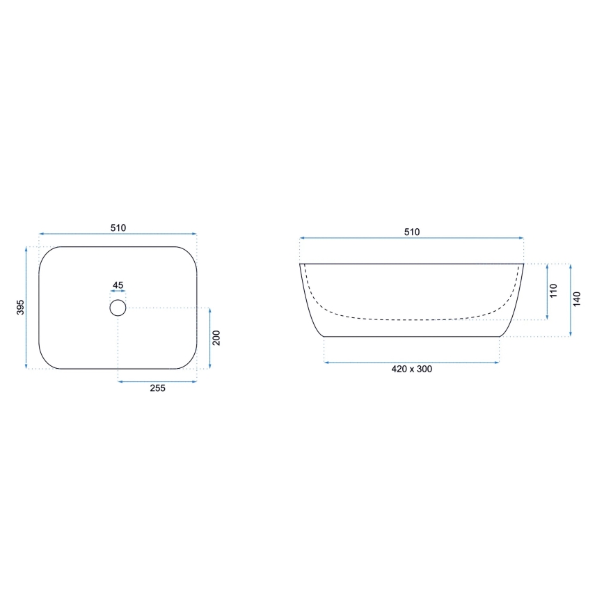 REA-U6616 - Накладний умивальник FREJA 39,5x51 cm кераміка/біла