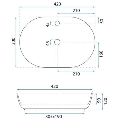 REA-U6617 - Накладная раковина AURA 30x42 см керамика/глянцевая белая
