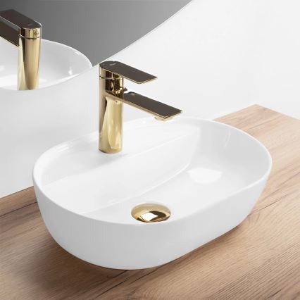 REA-U6617 - Умивальник на стільницю AURA 30x42 см, кераміка, білий глянець